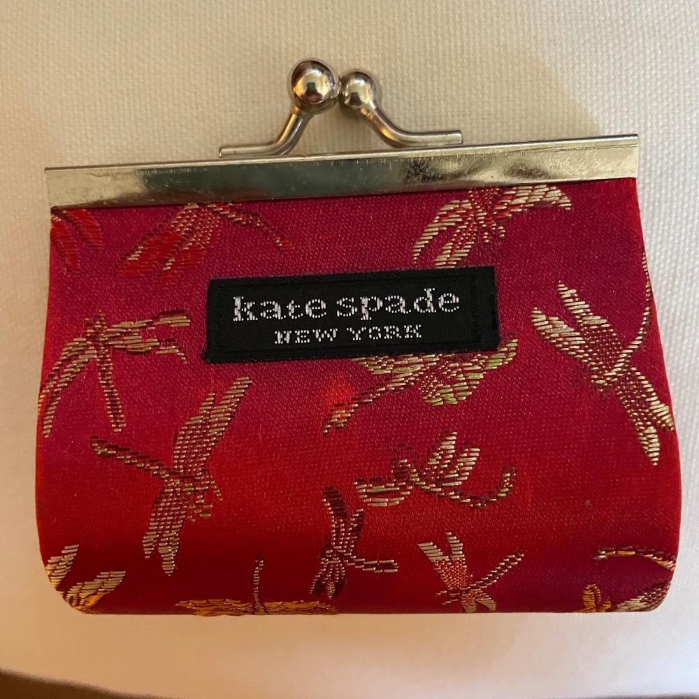 Kate Spade New York Dragonfly‎ Coin Purse Change Purse Red Thread HARD TO FIND
